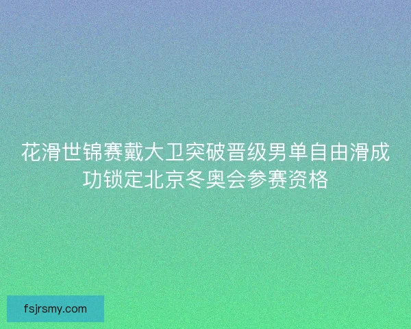花滑世锦赛戴大卫突破晋级男单自由滑成功锁定北京冬奥会参赛资格