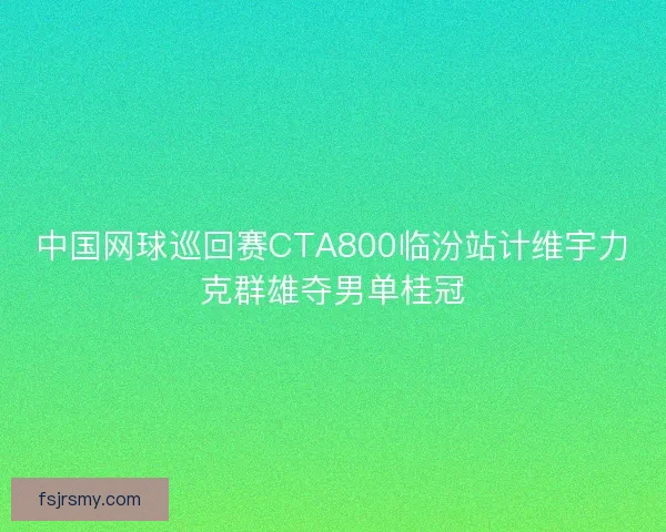 中国网球巡回赛CTA800临汾站计维宇力克群雄夺男单桂冠 中国网球巡回赛CTA800临汾站计维宇力克群雄夺男单桂冠