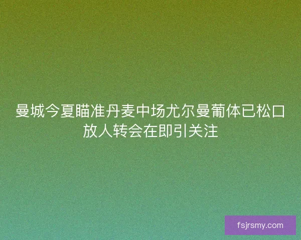 曼城今夏瞄准丹麦中场尤尔曼葡体已松口放人转会在即引关注 曼城今夏瞄准丹麦中场尤尔曼葡体已松口放人转会在即引关注