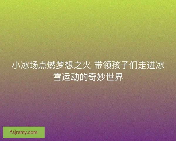 小冰场点燃梦想之火 带领孩子们走进冰雪运动的奇妙世界